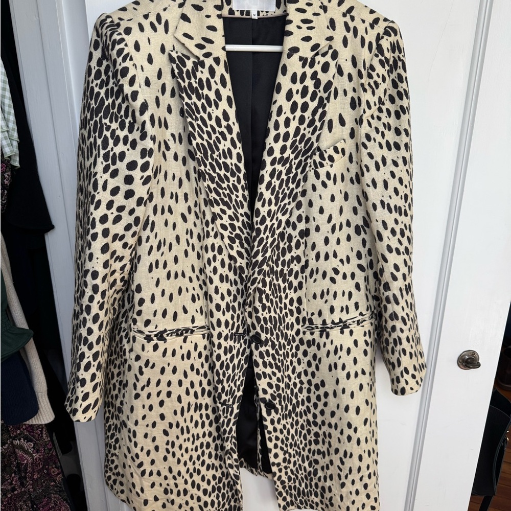 Emerson Fry Wingtip Spotted Snow Leopard Print Women's Coat